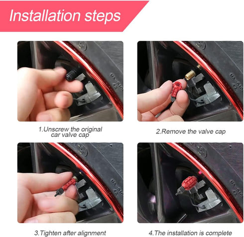 4 PCS Car Tire Valve Stem Cap/Cover, Airtight Anti-Rust Valve Stem Caps Universal for Most Cars, Vehicles, Bicycles, Motorcycles and More, Cool Ca...