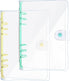 2 Pack A6 Soft PVC 6-Ring Binder Cover, Clear Budget Binder, Clear A6 6-Hole Planner Binder Cover, Milk Yellow Green Round Ring Binder Cover for R...
