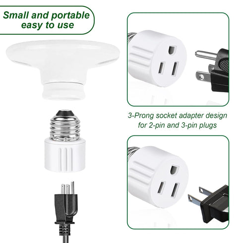 Outlet Light Socket Adapter,Screw in Outlet Socket,E26 Light Bulb to Outlet Socket Converter,Light Bulb Plug Adapter for Porch Light Socket,Camera...