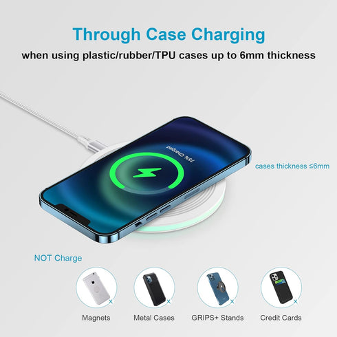 15W Wireless Charger Fast Charging Pad Compatible Samsung Galaxy S24 S23 S22 S21 S20 Ultra 5G FE Plus S10 S9 S8 S7, Note 20 10 9 8, Z Flip, Z Fold...