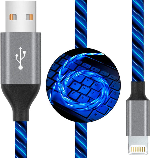 iPhone Charger Cable, MFi Certified 6ft LED Light Up Visible Lightning Charger Charging Cord Compatible with iPhone12 Plus/XS/XR/X /8 Plus / 8/7 P...