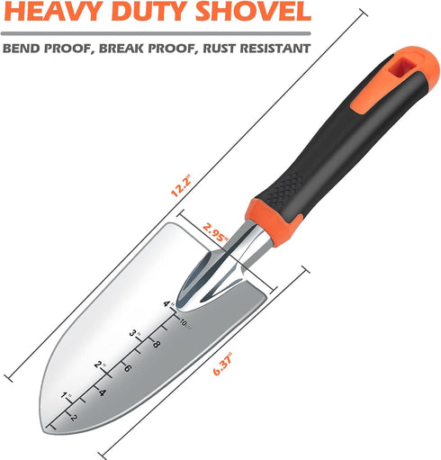Garden Shovel with Measurement Mark, Sturdy Heavy Duty Gardening Tool Trowel/Hand Shovel/Garden Spade, Ergonomic Handle with Giftable Package...