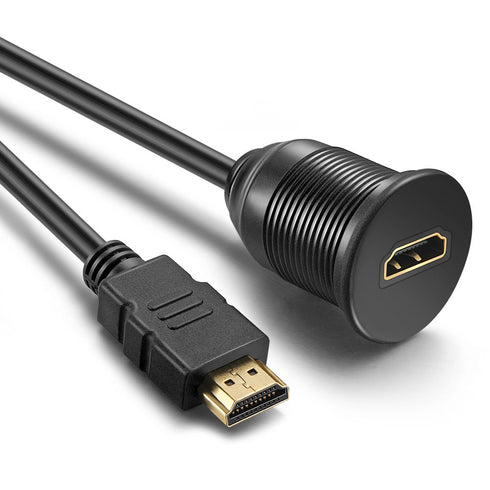 HDMI Panel Flush Mount Cable - 1 Meter 3ft HDMI Extension Dash Flush Panel Mount Cable for Car, Boat and Motorcycle...