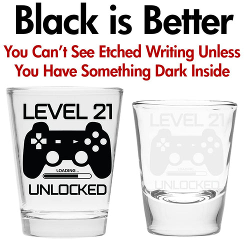Level 21 Unlocked - Birthday Shot Glass -Birthday Gift - Celebrate Turning Twenty-One - 21st Birthday Gifts for Him or Gifts for Her - Shot Glass ...