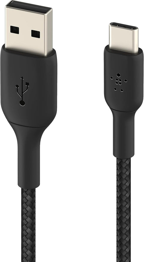 Belkin BoostCharge Braided USB-C to USB-A Cord (1M/3.3ft) for iPhone 15 Series, Samsung Galaxy S24 Series, Note20, Google Pixel 7 & 8, iPad Pro, N...