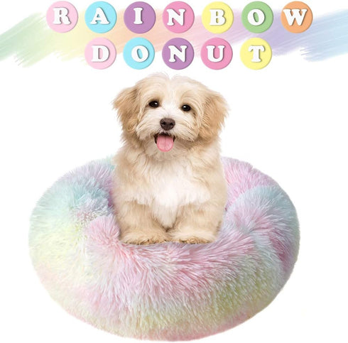 otoez Kitten Puppy Bed Extra Small XS Round Dog Cat Beds Anti Anxiety Plush Pet Calming Donut Bed with Non-Slip Waterproof Bottom, Washable (15.7"...