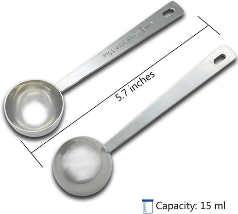 Timoo Coffee Measuring Scoop 1 Tablespoon long handle Stainless Steel spoon for Coffee, Milk Powder, Fruit Powder, Set of 5...