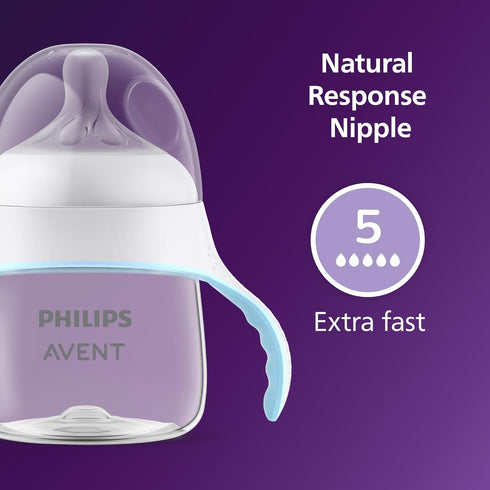 Philips Avent Natural Trainer Cup with Extra Fast Flow Natural Response Nipple (Flow 5) and Soft Spout, 5oz, SCF263/01...