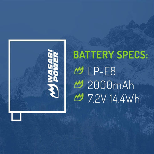Wasabi Power Battery for Canon LP-E8 and Canon EOS 550D, EOS 600D, EOS 700D, EOS Rebel T2i, EOS Rebel T3i, EOS Rebel T4i, EOS Rebel T5i...