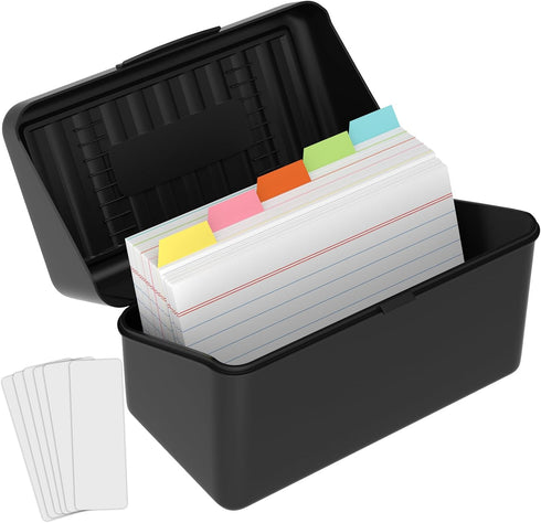 MaxGear Index Card Holder Set, 3x5 Index Card Organizer with Dividers, Plastic Index Card Box for Flash Cards, Note Cards, Recipe Cards, 5 Color I...