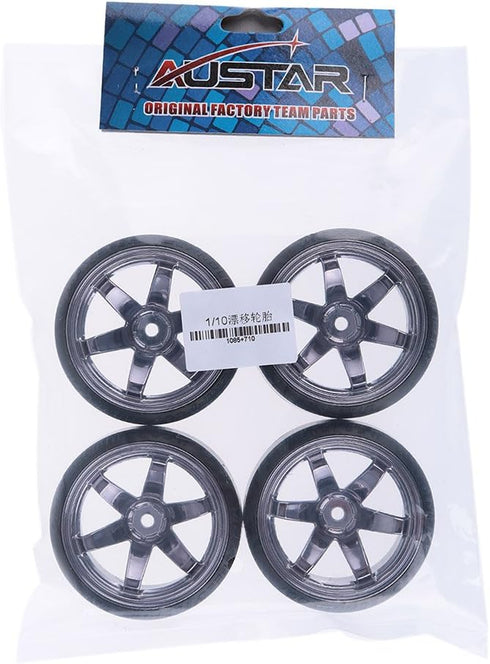 GoolRC 4PCS/Set 1/10 Drift Car Tires Hard Tyre Replacement for Traxxas HSP Tamiya HPI Kyosho On-Road Drifting Car (Titanium)...