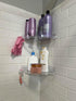 JiePai Acrylic Corner Shower Caddy Shelf with Hooks 2 Pack, Adhesive Wall Mounted Bathroom Shower Organizer for Inside Shower & Kitchen Storage, S...