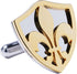 3D Cut Fleur-de-Lis Cufflinks, Stainless Steel with Gold Accents (Cufflinks Box Included)...
