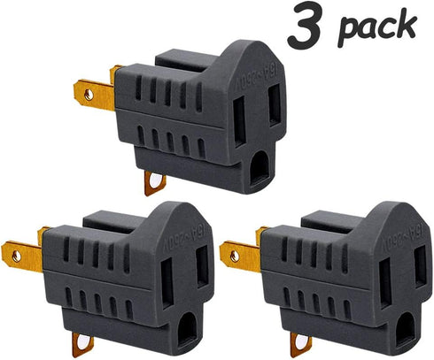(3 Pack) 3-Prong to 2-Prong Adapter Grounding Converter Polarized 3 Pin to 2 Pin Power for wall Outlets Plugs, Grey...