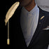 Man Brooch Pin Lapel Stick Pin Suit Tie Feathers Vintage Leaves Brooch Badge JA96...