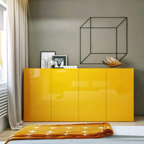 LaCheery Glossy Yellow Contact Paper Decorative Self Adhesive Countertop Contact Paper Waterproof Wallpaper Peel and Stick Shinny Wall Paper Roll ...