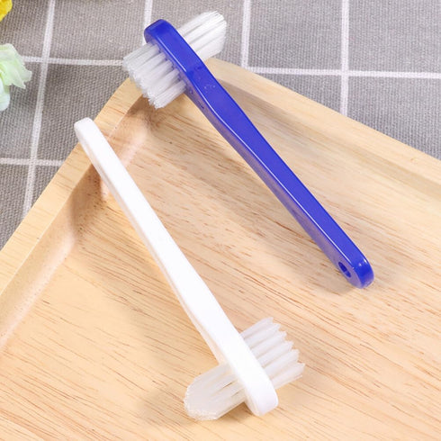 Healvian 8pcs Denture Cleaning Brush Denture Cleaner Set T-Shaped Denture Special Toothbrush Tool Bagged Denture with Hard Heads for Denture Care ...