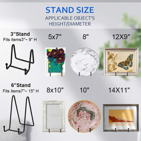 Plate Stands for Display - Iron Easel Stand Plate Holder Display Stand Picture Frame Stand for Pictures | Photo|Decorative Plate |Dish | Tabletop Art - 3 inch-Black