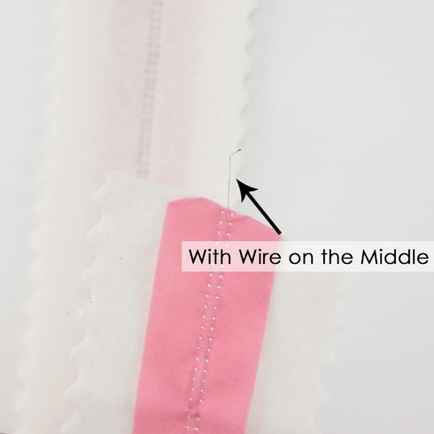 MEEDEE Christmas Felt Ribbon 2.5 Inch Wired Felt Ribbon 10 Yards White Felt with Pink Velvet Middle Rickrack Cutout Christmas Ribbon for Christmas...