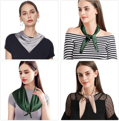 AOLIGE Scarf Satin Square Neck hair scarfs for Women 27" x 27"...