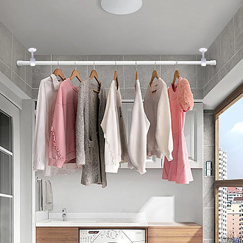 2 pieces of 32mm diameter curtain rod shower curtain wardrobe rod frame pipe flange, ceiling curtain hook, closet rod bracket, white surface treat...