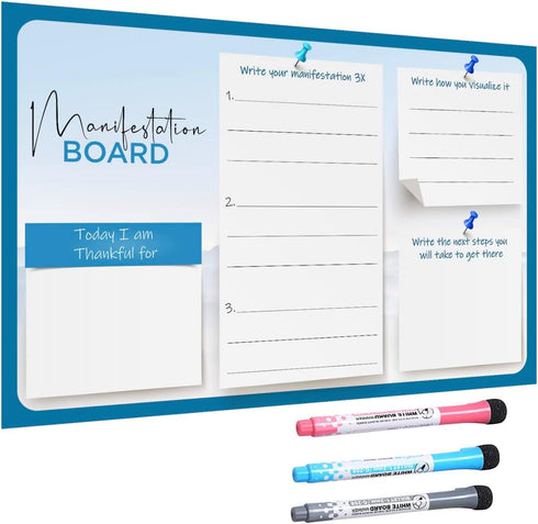 Magnetic Manifestation Board for Refrigerator | Law of Attraction | Express Daily Gratitude | Write Your Manifestation, Visuals & Take Action Plan...