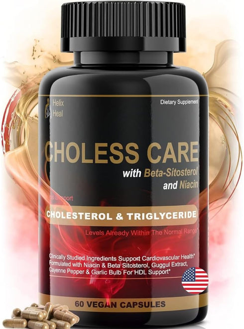 Cholesterol Supplement - Triglycerides Support Capsules w. Organic, Odorless Garlic, Cayenne Pepper, Plant Sterols to Support Normal HDL and LDL C...