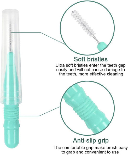 ewinever 50 Count Interdental Brush,Toothpicks Tooth Flossing Head Oral Dental Hygiene Brush,Teeth Cleaner Dental Floss Stick Tooth Cleaning Tool ...
