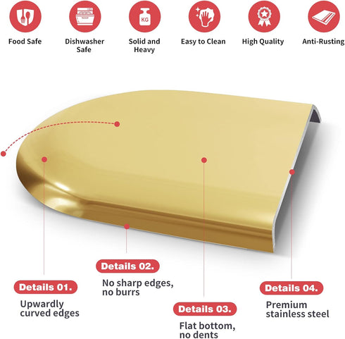2PACK Gold Tray for Decorative, Vanity Tray for Bathroom, Kitchen Sink Tray for Countertop, Stainless Steel Jewelry Dish Trinket Tray, Perfume Rin...