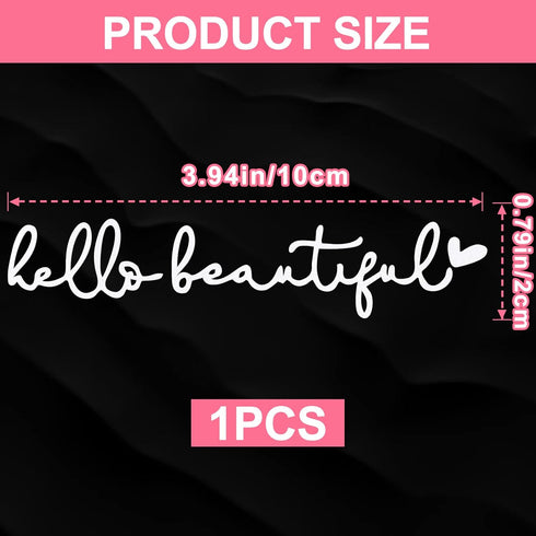 Hello Beautiful Rearview Mirror Decal Self Adhesive Vinyl Car Window Stickers White Decoration Accessories Gifts for Women Teen Girls...