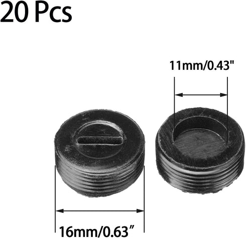 20 Pcs Black Male Thread 16mm OD Diameter Carbon Brush Holder Caps to Replacement Parts For Power Tools ?16mm?...