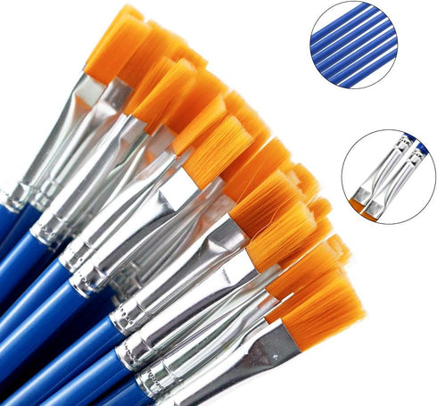 120 Pcs Blue Handle Paint Brushes, Paint Brushes Kits Set, Nylon Flat Paint Brushes, Oil Watercolor Artist Painting Brushes...