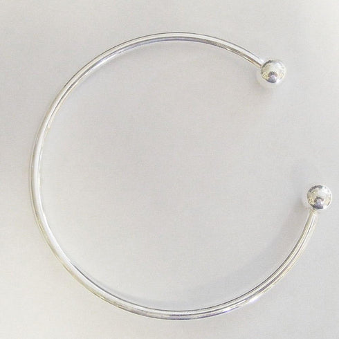 RUBYCA 10pcs White Silver Plated Bangle Bracelet Screw End Ball Cuff Charm Beads DIY Jewelry...