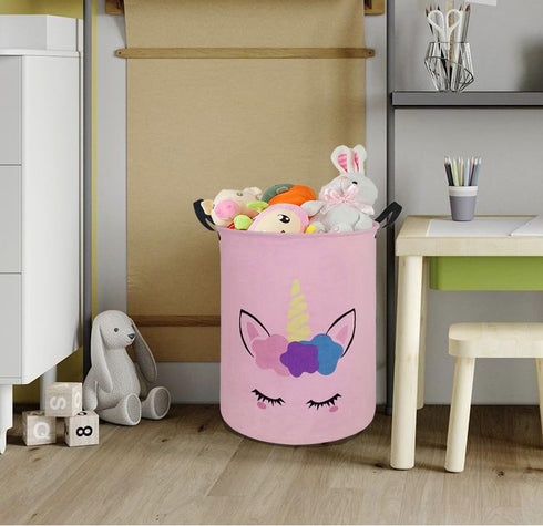 Round Laundry Hamper Storage Basket Laundry Organizer Hamper Storage Bins Clothes and Toys Box Nursery Hamper Gift Basket For Kids with Handles...