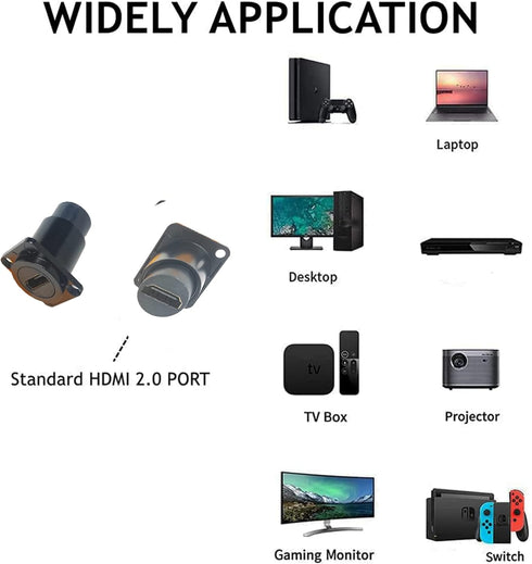 HDMI D Panel Mount Connector Extender Socket Series D-Type HDMI Coupler Female to Female Adapter Converter Pass Through 3D&4K Connector with Screw...