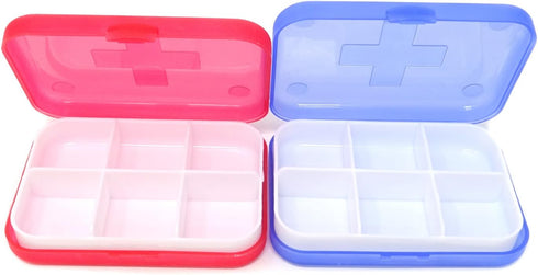 Honbay 4PCS 6 Compartments Waterproof Plastic Pill Organizer Box Case for Daily or Travel Use...