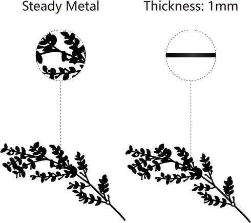 CREATCABIN Metal Tree Leaf Wall Decor Vine Olive Branch Leaf Wall Art Decor Double Black Wrought Iron Scroll Sculpture Leaf Hanging Decor Rustic W...