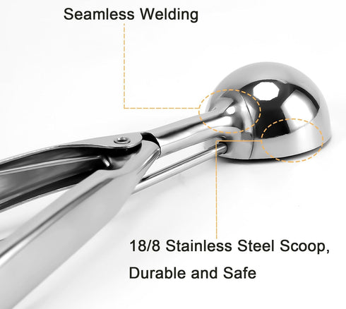 Medium Cookie Scoop, 2 Tbsp / 30ml / 1 oz, Size #40 Cookie Dough Scoop, Cookie Scoops for Baking, 1 25/32 inches / 4.5 CM Ball, 18/8 Stainless Ste...