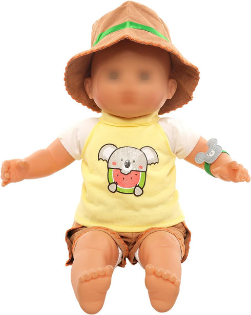 Miunana 13-16 Inch Baby Doll Clothes Jungle Exploration Suits 3pcs with Top and Trousers and Hat for 15 Inch Girl Doll Outfits for 3 Years Old Bab...