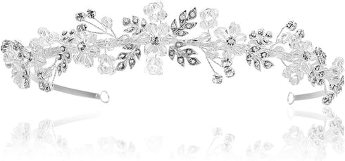 Handmade Flower Leaf Crystal Headband Bridal Wedding Tiara...