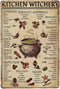 kitchen witchery Spice and Cooking Herbs Witchcraft Witch Fun World Education Science Classroom Infographic Funny Metal Tin Sign halloween Decorat...
