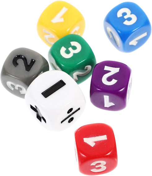 Role Playing Dice 7pcs Number Suits Role Playing Dice Party Game Dices Mathematics Sign Dice Math Dices Set Teaching Auxiliary Tool Acrylic Cospla...
