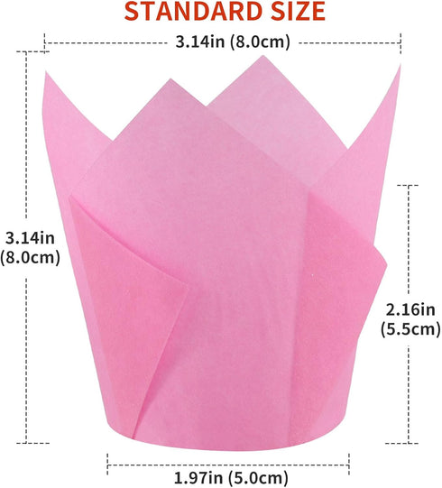 Caperci Standard Tulip Cupcake Liners for Baking 120 Counts - Greaseproof Muffin Baking Cups for Wedding Birthday Party Baby Shower Festivals Chri...
