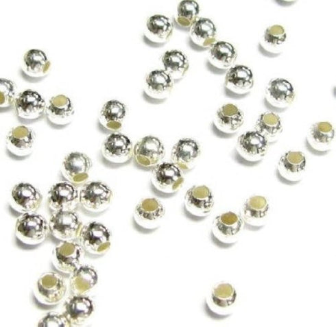 100 pcs .925 Italian Sterling Silver Seamless Round Spacer Beads 3mm / Findings/Bright...