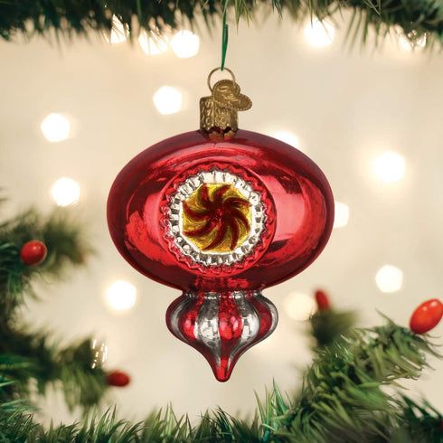 Old World Christmas Red Peppermint Reflection Glass Blown Ornaments for Christmas Tree...