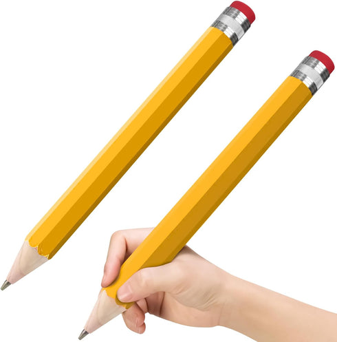 Wooden Jumbo Pencils 13.3'' Funny Giant Pencil For Party Favors Novelty Large Pencil For School Home Office Prop Supplies 2pcs Yellow...