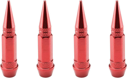 TVC28 Red 4pcs Long Spike Spiked Tire Valve Stem Caps Metal Thread Wheel Tires...