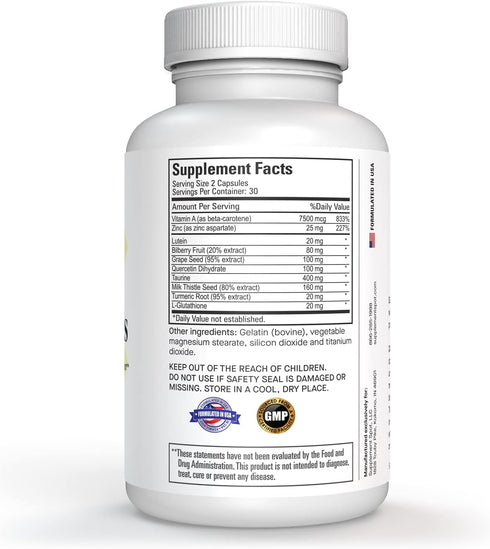 Eye Essentials Eye Supplements for Adults – Eye Vitamins & Multi Minerals Supplement w/Vitamin A, Bilberry Extract, Zinc & Antioxidants for Eye He...