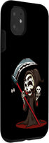 iPhone 11 Cute grim reaper holding a scythe and skull gift Case...