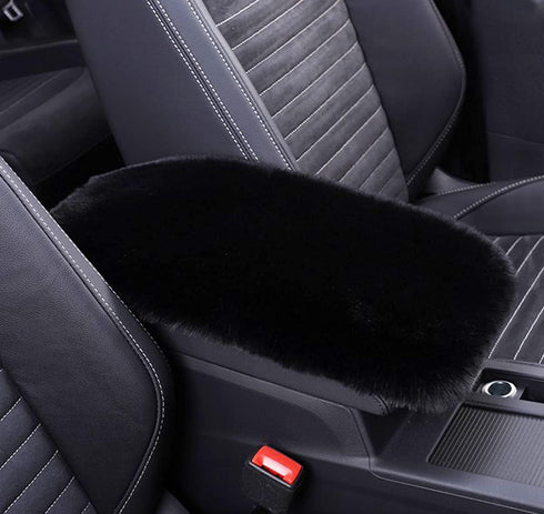 Dotesy 4 Pcs/Set Fluffy Faux Wool Car Steering Wheel Cover & Furry Auto Center Console Cover & Gear Shift Knob Cover & Handbrake Cover Universal W...